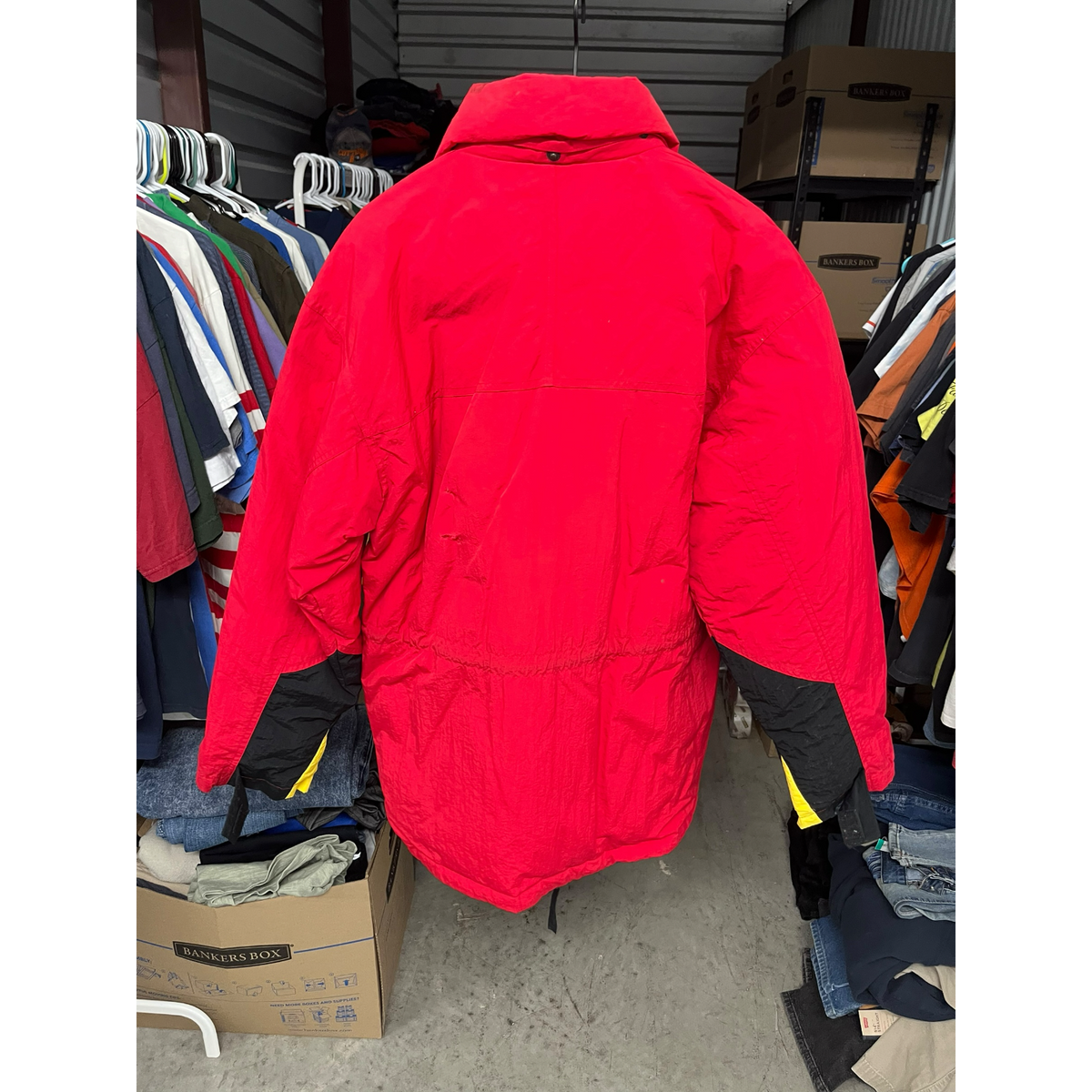 Vintage 90s Marlboro Country Store Red Black Puffer Parka Jacket Mens S