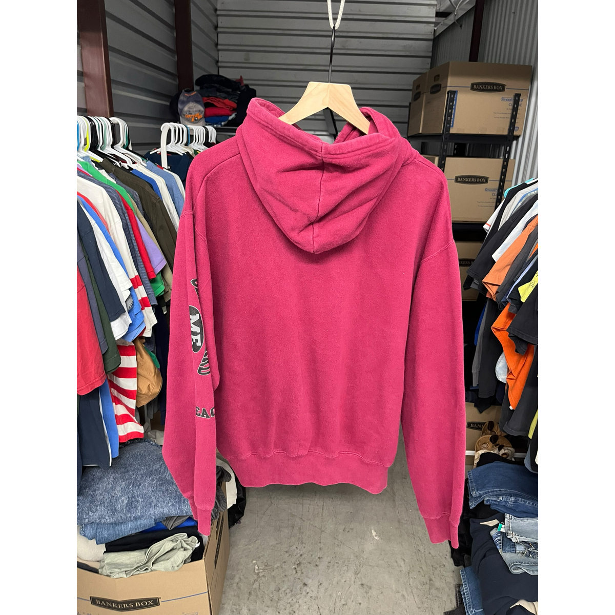Old Orchard Beach Maine Souvenir Hoodie Maroon Burgundy Raglan Pullover Large