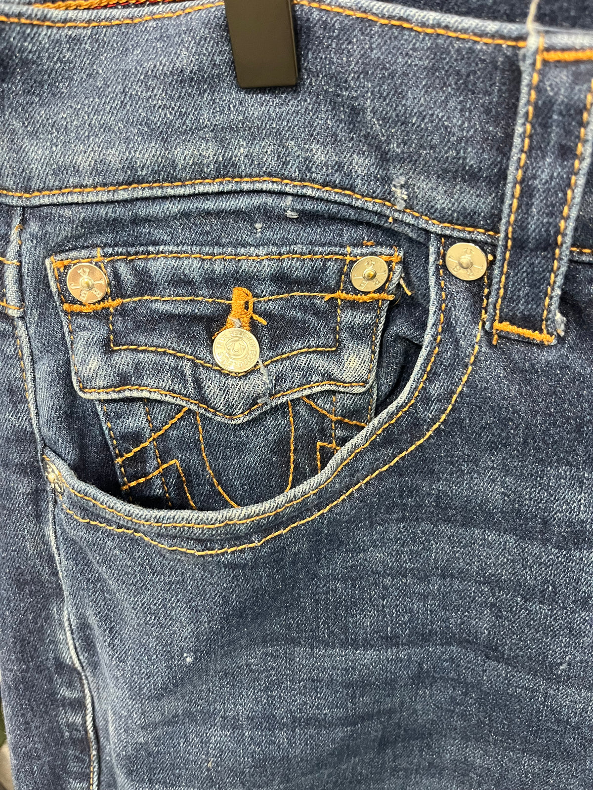 True Religion Ricky Relaxed Straight Jeans Mens 32 Medium Wash Blue Denim