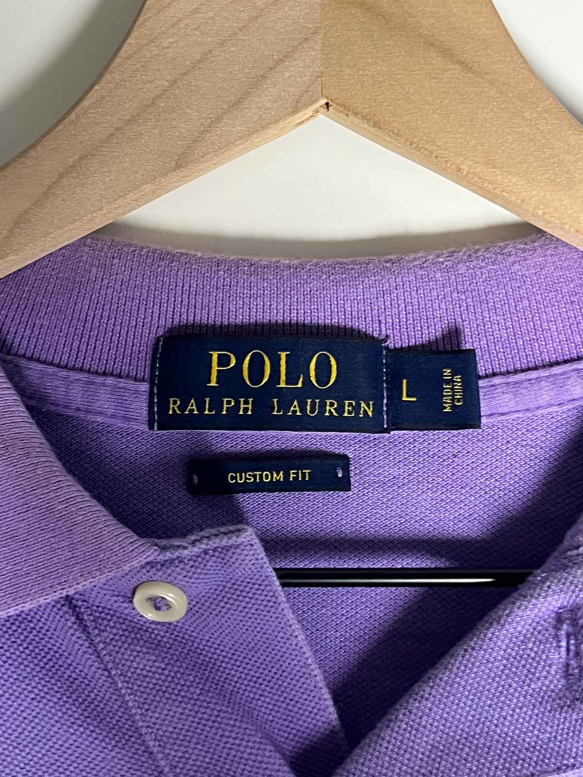Polo Ralph Lauren Mens Custom Fit Purple Short Sleeve Polo Shirt Large Logo