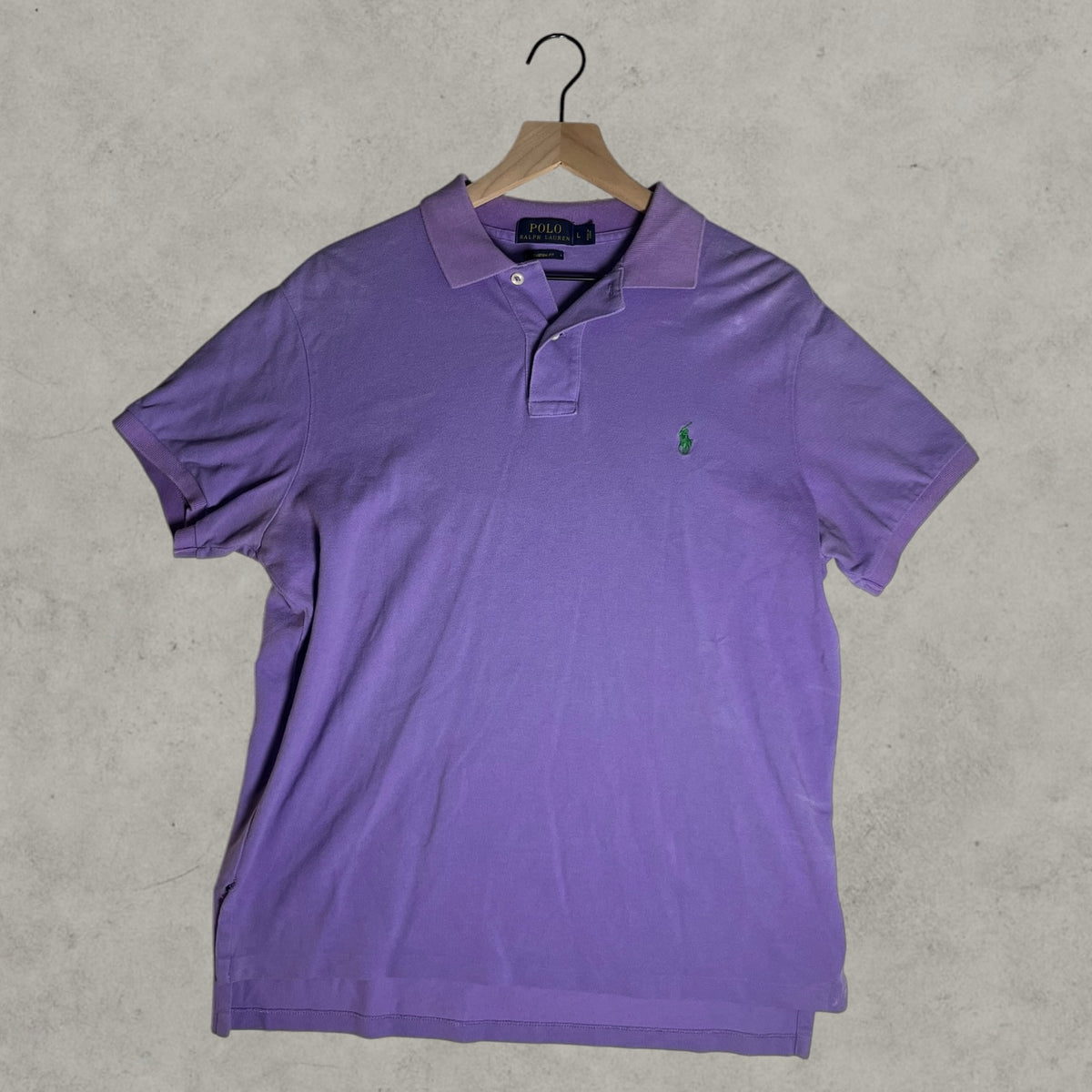 Polo Ralph Lauren Mens Custom Fit Purple Short Sleeve Polo Shirt Large Logo