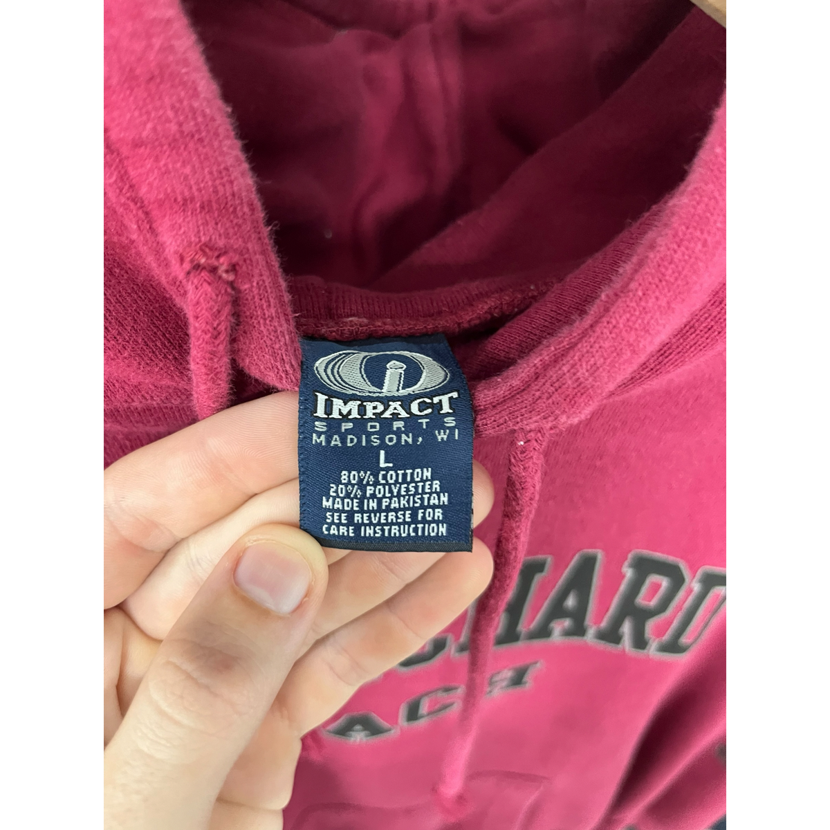 Old Orchard Beach Maine Souvenir Hoodie Maroon Burgundy Raglan Pullover Large