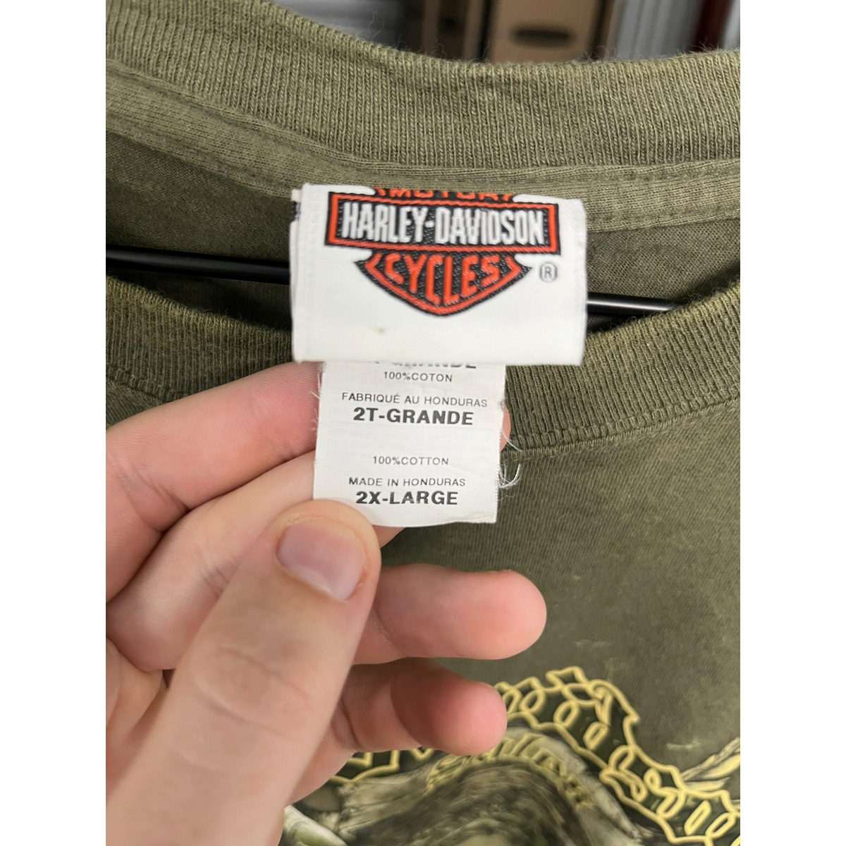Harley Davidson Military Sales Overseas Tour Graphic T-Shirt Olive Green XL
