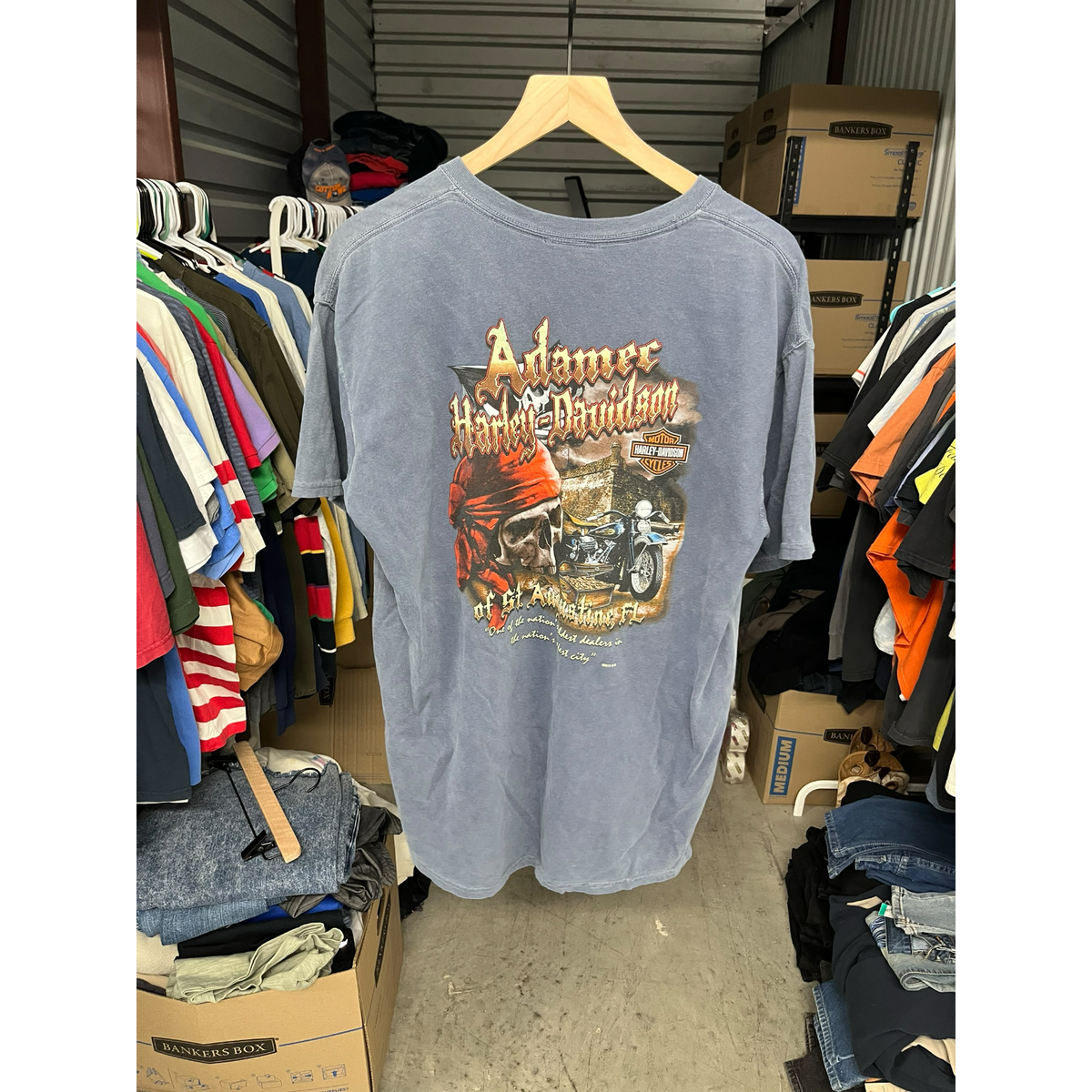 Harley-Davidson Mens Graphic Pocket T-Shirt Navy Blue American Flag Size L
