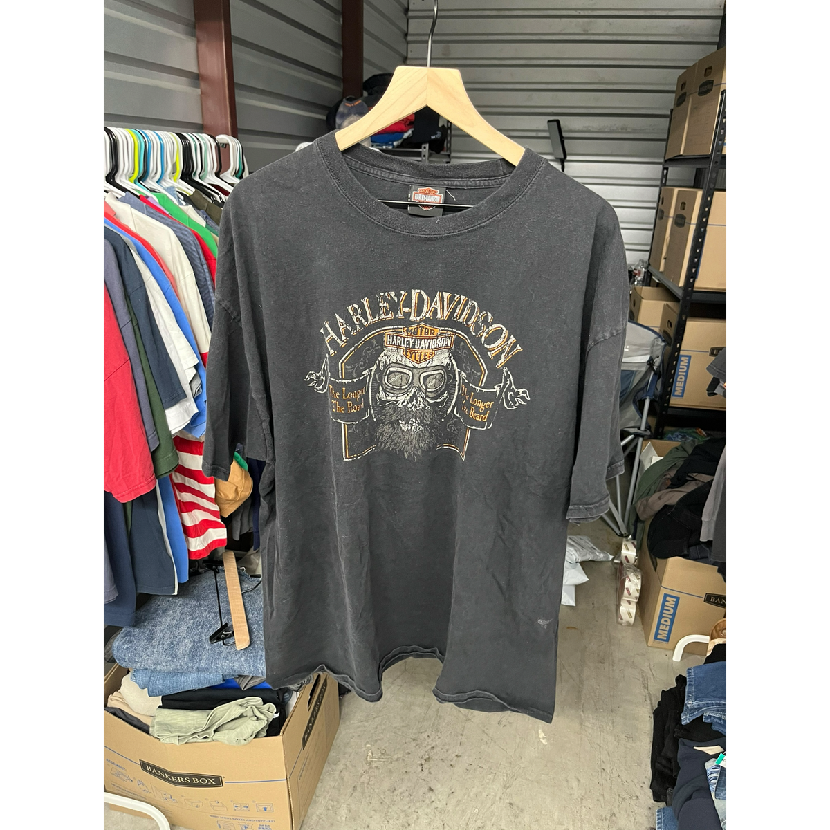 Harley-Davidson Mens Black Skull Graphic T-Shirt The Longer The Road Beard XL