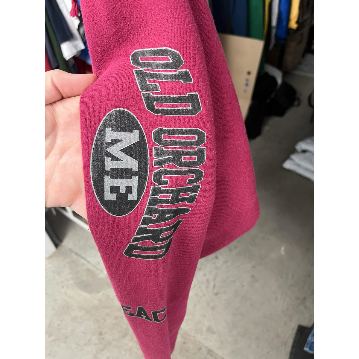 Old Orchard Beach Maine Souvenir Hoodie Maroon Burgundy Raglan Pullover Large