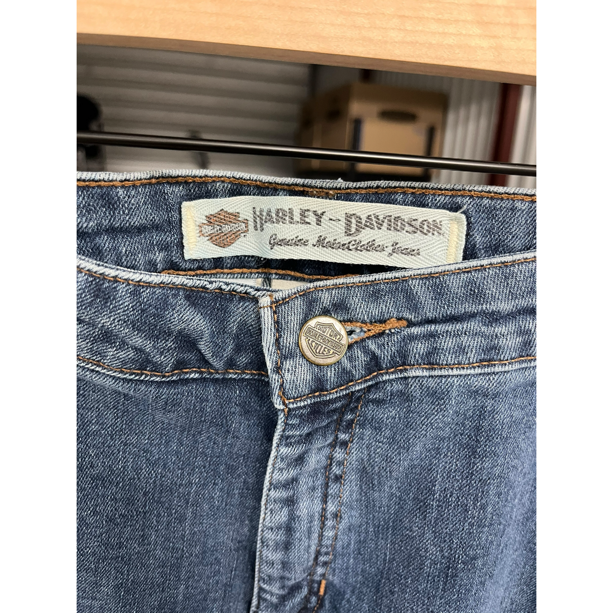 Harley-Davidson Womens Bootcut Jeans Medium Wash Blue Denim Embroidered Logo 14