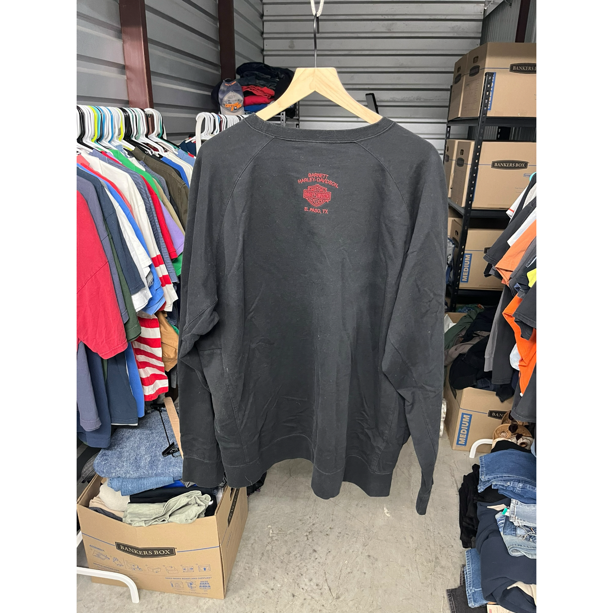 Harley-Davidson Mens Black Red Embroidered Logo Raglan Crewneck Sweatshirt XL
