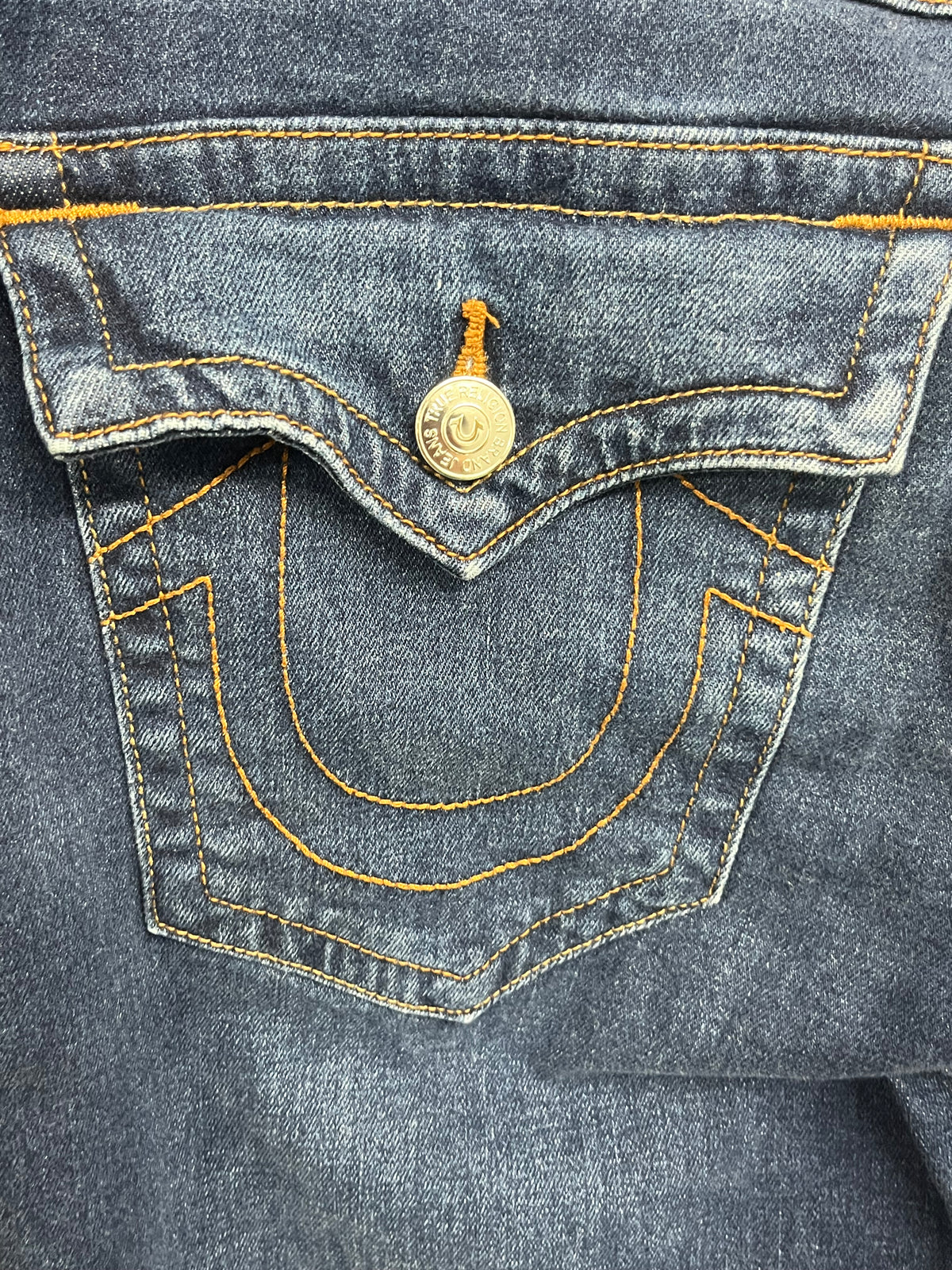 True Religion Ricky Relaxed Straight Jeans Mens 32 Medium Wash Blue Denim