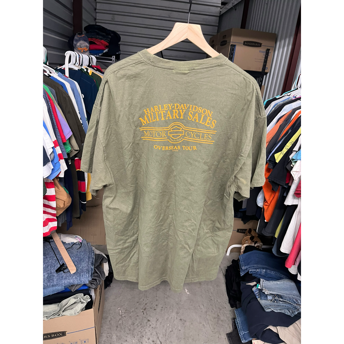 Harley Davidson Military Sales Overseas Tour Graphic T-Shirt Olive Green XL