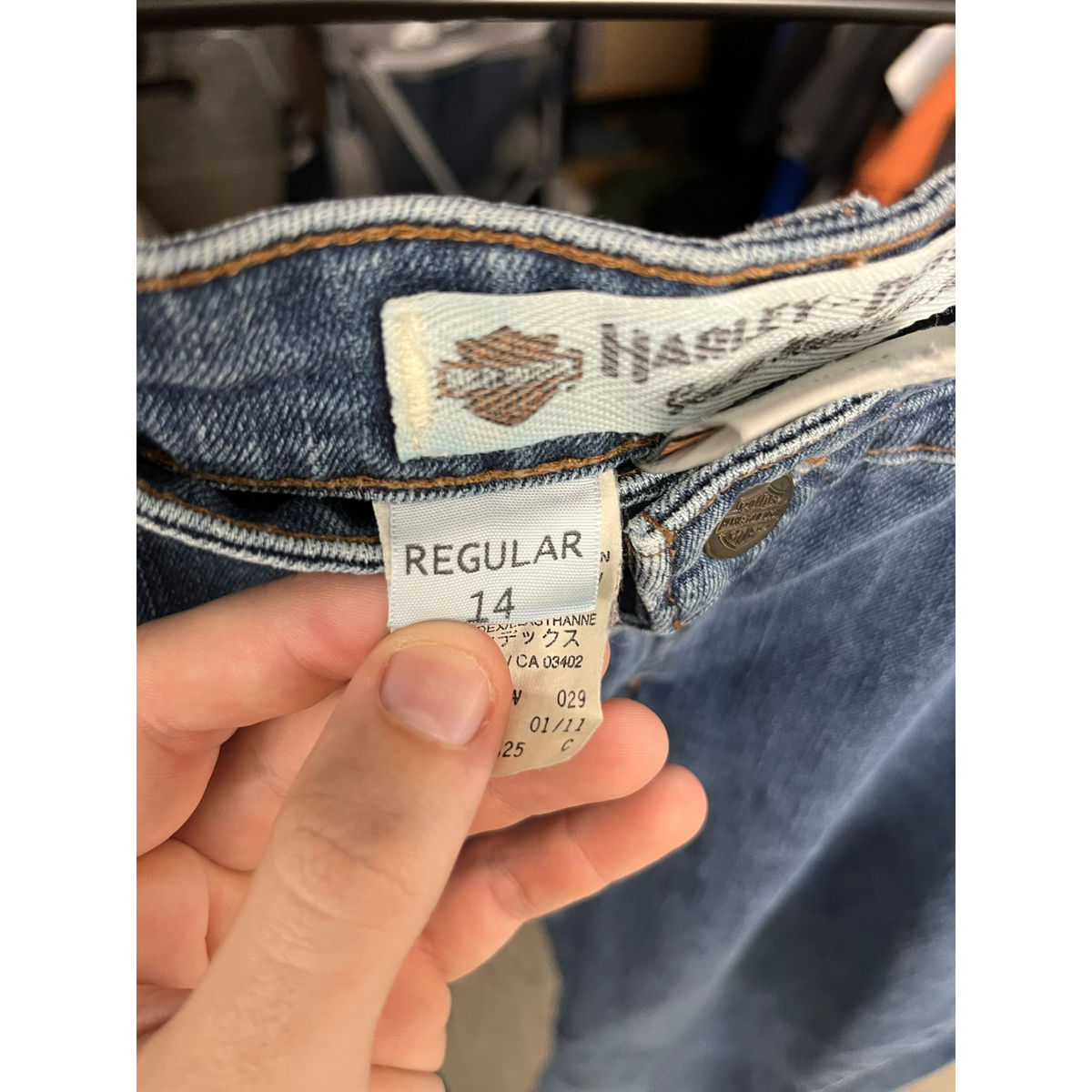 Harley-Davidson Womens Bootcut Jeans Medium Wash Blue Denim Embroidered Logo 14